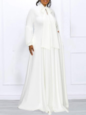 Lace-up Bubble Sleeve Big Swing Long Dress GCZF-8568