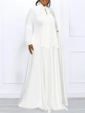 Lace-up Bubble Sleeve Big Swing Long Dress GCZF-8568