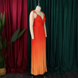 Gradient Color V Neck Sleeveless Maxi Dress GCZF-D403-C1