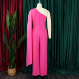 Solid Color Single Shoulder Fashion Jumpsuit GCZF-8560