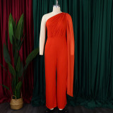 Solid Color Single Shoulder Fashion Jumpsuit GCZF-8560