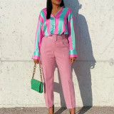 High Waist Belt Casual Small Leg Suit Pants GCZF-P01A-C1