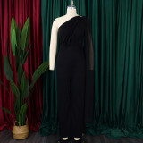 Solid Color Single Shoulder Fashion Jumpsuit GCZF-8560