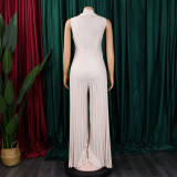 V Neck Sleeveless Tie Up Loose Jumpsuit GCZF-8533