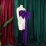 Sexy Solid Big Bow Tie Wrap Chest Tops GCZF-D358-C1