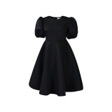 Solid Color Short Sleeve Party Dress GCZF-C1-D3178