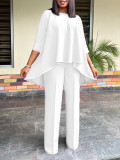 Solid Color Irregular Tops And Wide Leg Pants Set GCZF-D3260-C1
