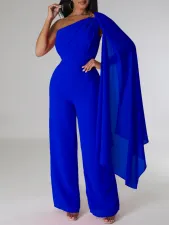 Solid Color Single Shoulder Fashion Jumpsuit GCZF-8560