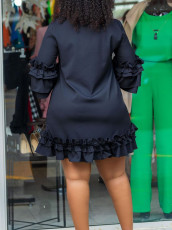 Lace-up Flared Sleeve Loose A-line Dress GCZF-D3248-C2