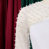 Fashion Patchwork Mesh Studded Jumpsuit GCZF-C1-D439