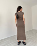 Short Sleeve Tops And Long Skirt Two Piece Set SSNF-211420