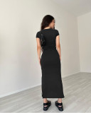 Short Sleeve Tops And Long Skirt Two Piece Set SSNF-211420