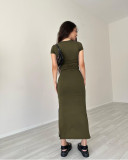 Short Sleeve Tops And Long Skirt Two Piece Set SSNF-211420
