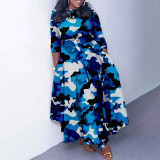 Casual Print Tie Up Big Swing Maxi Dress GCZF-Q100-C1