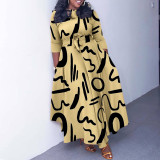 Casual Print Tie Up Big Swing Maxi Dress GCZF-Q100-C1