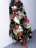 Casual Print Tie Up Big Swing Maxi Dress GCZF-Q100-C1