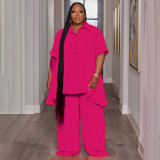 Plus Size Solid Color Loose Two Piece Pants Set NNWF-7994