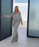 Casual Solid Color Bat Sleeve Drawstring Jumpsuit YS-2407