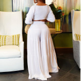 Solid Color Pleated Tie Up Two Piece Skirt Set GCZF-D220