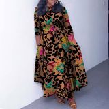 Casual Print Tie Up Big Swing Maxi Dress GCZF-Q100-C1