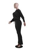 Casual Solid Color Bat Sleeve Drawstring Jumpsuit YS-2407