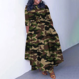 Casual Print Tie Up Big Swing Maxi Dress GCZF-Q100-C1