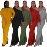 Casual Solid Color Bat Sleeve Drawstring Jumpsuit YS-2407
