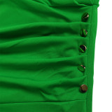 Solid Color Half Sleeve Solid Midi Dress GCZF-8549