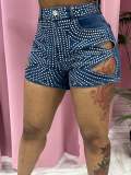 Hot Drill Holes Tight Denim Shorts CM-8716