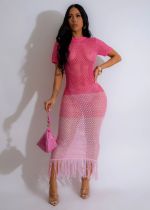 Gradient Color Knit Beach Long Dress TR-1306