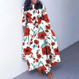 Casual Print Tie Up Big Swing Maxi Dress GCZF-Q100-C1