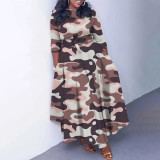 Casual Print Tie Up Big Swing Maxi Dress GCZF-Q100-C1