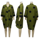 Polka Dot Print Loose Shirt Dress NNWF-10699