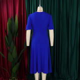 Solid Color Half Sleeve Solid Midi Dress GCZF-8549
