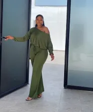 Casual Solid Color Bat Sleeve Drawstring Jumpsuit YS-2407