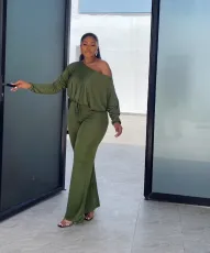 Casual Solid Color Bat Sleeve Drawstring Jumpsuit YS-2407