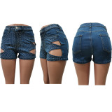 Hot Drill Holes Tight Denim Shorts CM-8716