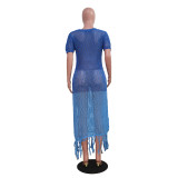 Gradient Color Knit Beach Long Dress TR-1306