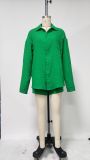 Solid Color Long Sleeve Shirt Two Piece Shorts Set MIL-T107