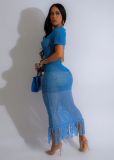 Gradient Color Knit Beach Long Dress TR-1306