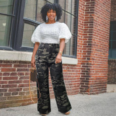 Camouflage Straight Leg Jeans WAF-77658