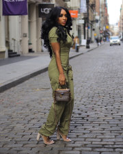 Short Sleeve Zipper Slim Jumpsuit NY-3172