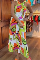 Casual Print Sleeveless Long Dress OD-8704