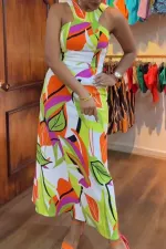 Casual Print Sleeveless Long Dress OD-8704