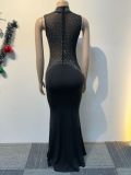 Hot Drill See Through Patchwrok Maxi Dress NY-3151