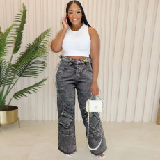 Fashion Wash Loose Straight Jeans WAF-77661
