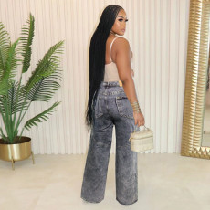 Fashion Wash Loose Straight Jeans WAF-77661