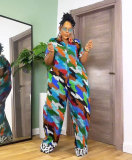Print Zipper Loose Wide Leg Jumpsuit  NY-10765