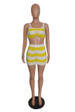 Stripe Contrast Color Knits Two Piece Skirts Set GDYF-6689