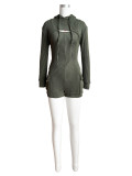 Long Sleeve Hooded Sling Slim Fit Romeper Two Piece Set CH-24019